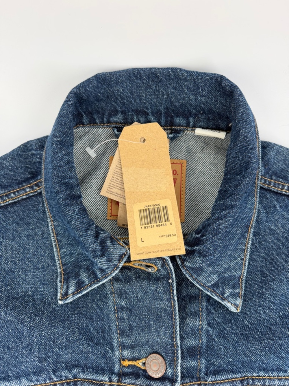 Levi’s Women’s Trucker Denim Jacket 74457 Side Zip Hem Blue L NWT - Picture 6 of 16
